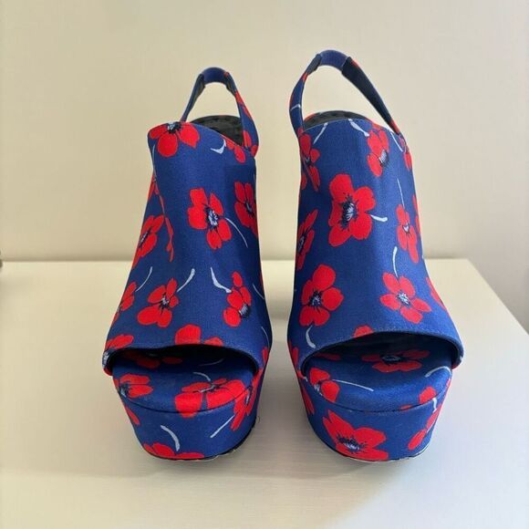 Alice + Olivia Logan Floral Platform Sandals Blue Red size EU 40 US 9 - Picture 5 of 12